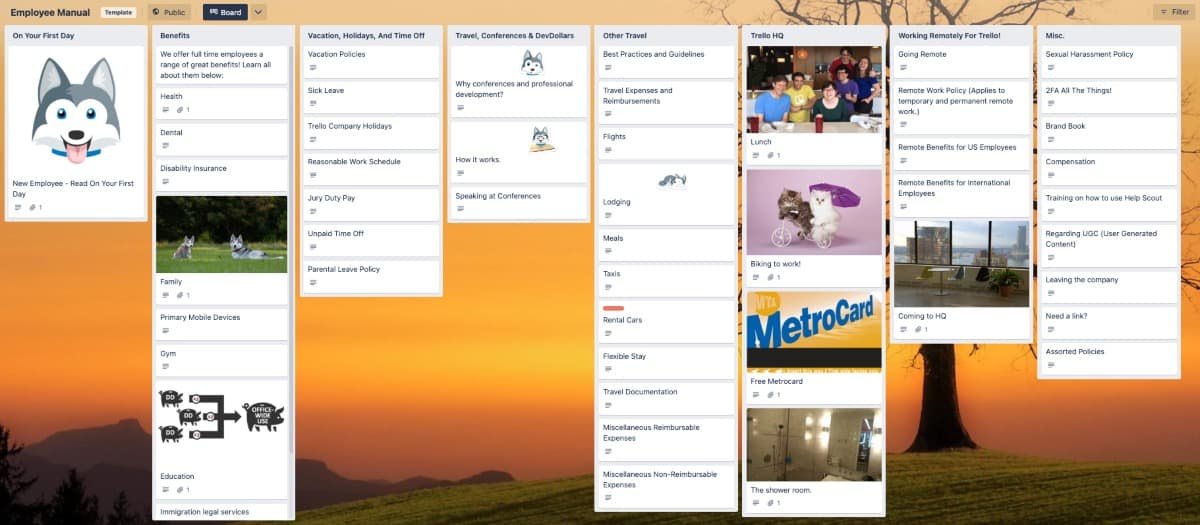 Trello Employee Manual Example