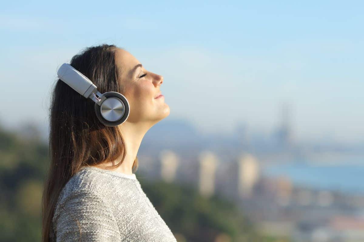 female listening to music